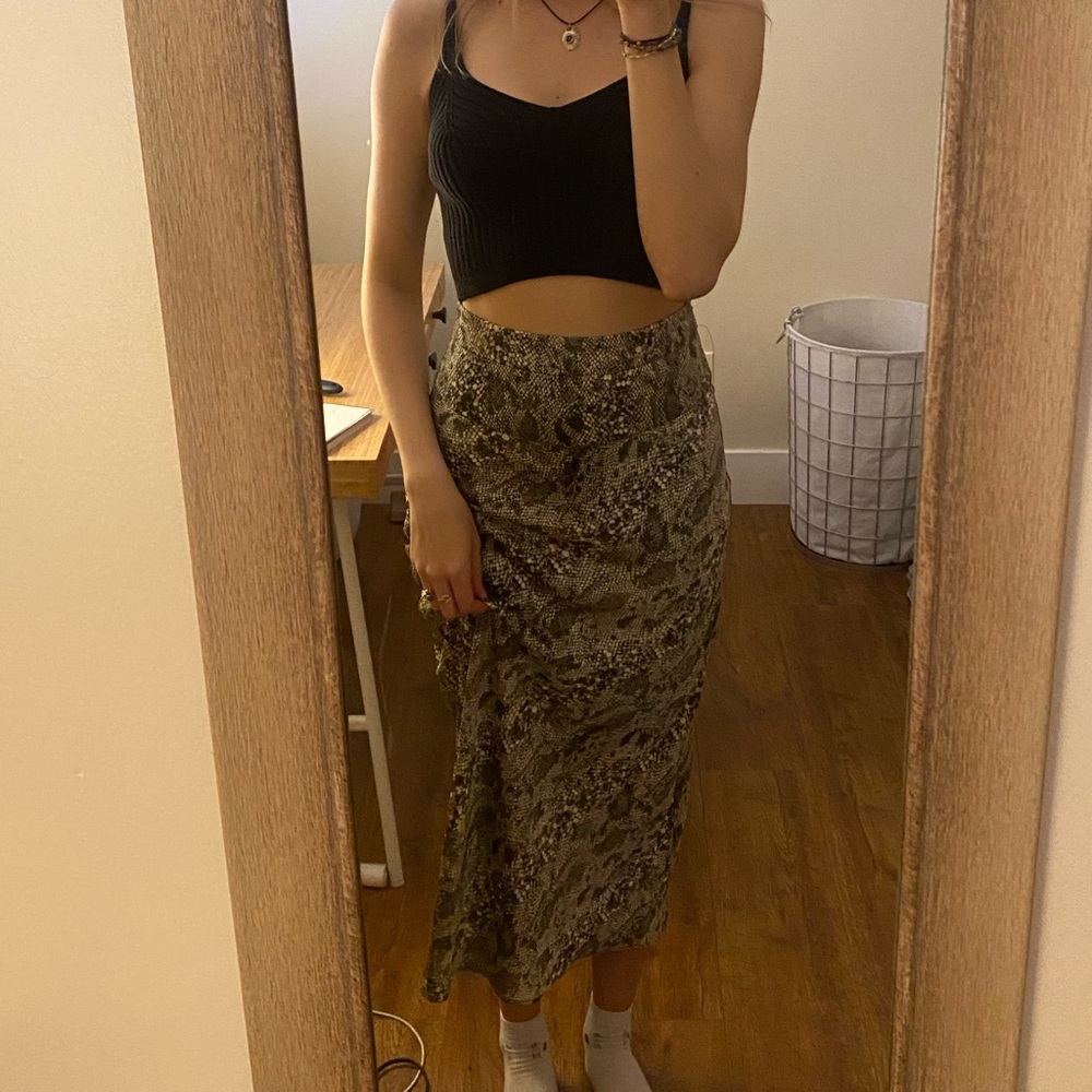 FREE PEOPLE snake print midi skirt